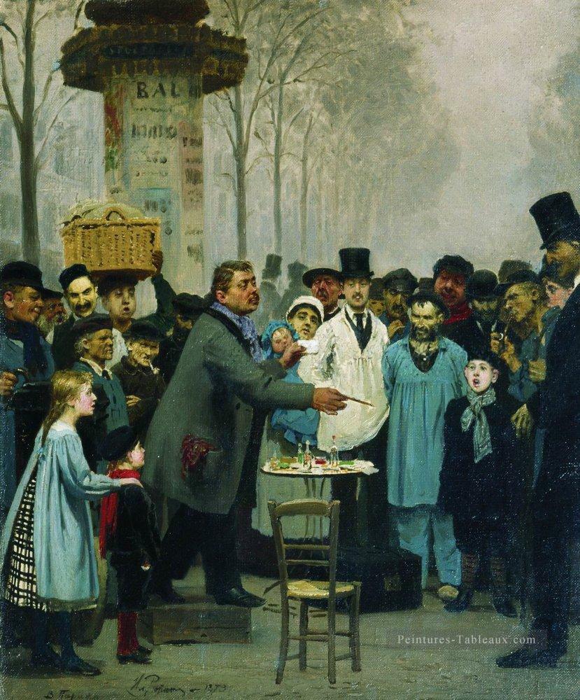 un vendeur de journaux à Paris 1873 Ilya Repin Peintures à l'huile